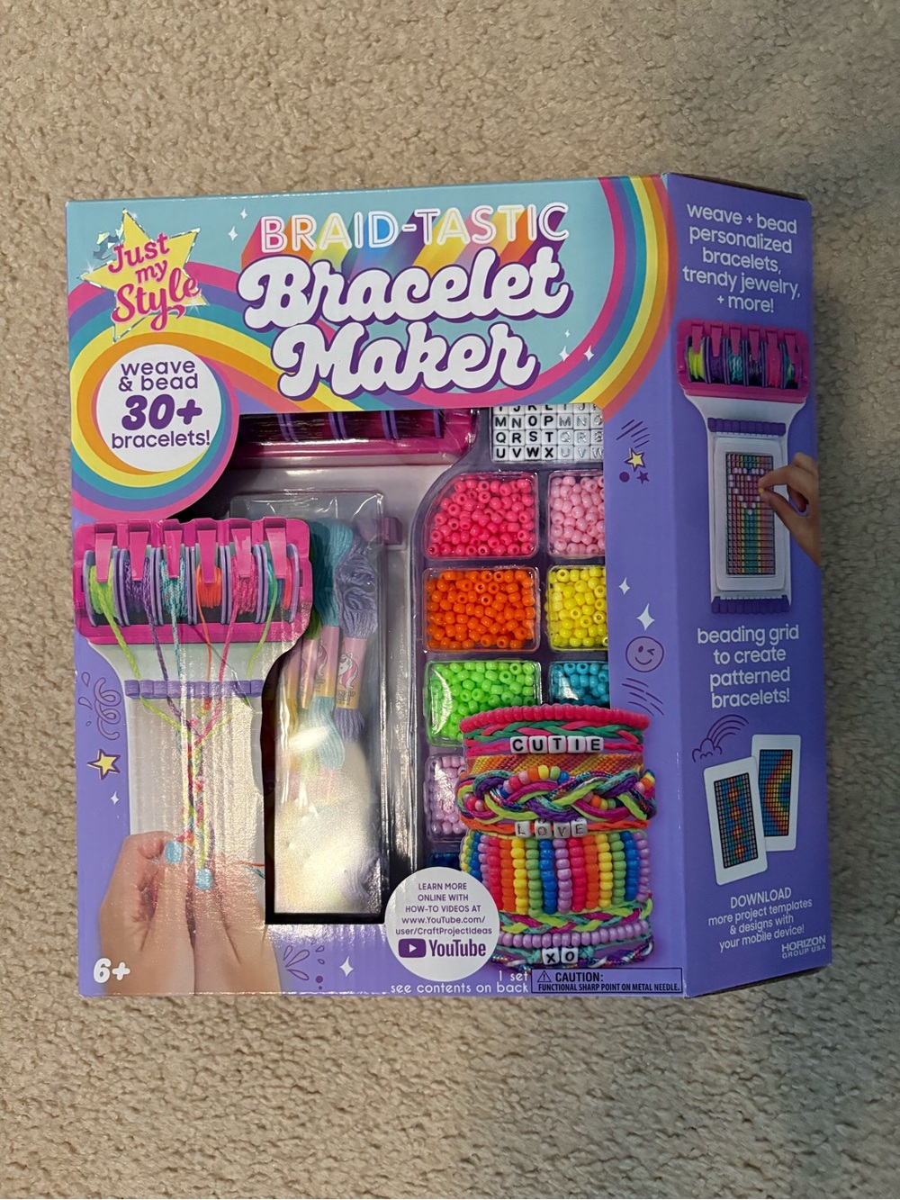 Just My Style Braid-Tastic Bracelet Maker with beads, strings, loom, guide, etc.